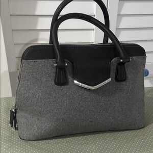 Calvin Klein Gray and Black Satchel with Structured Design
